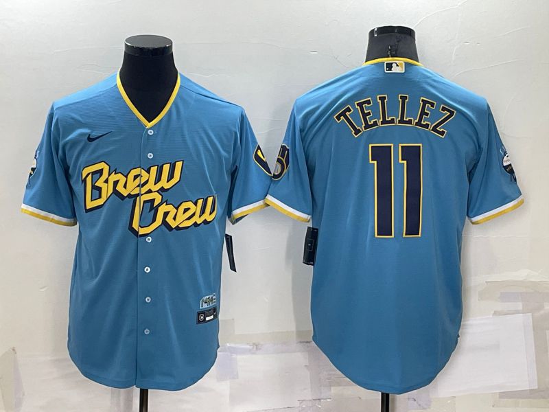 Men Milwaukee Brewers #11 Tellez Blue City Edition Game Nike 2022 MLB Jersey->milwaukee brewers->MLB Jersey